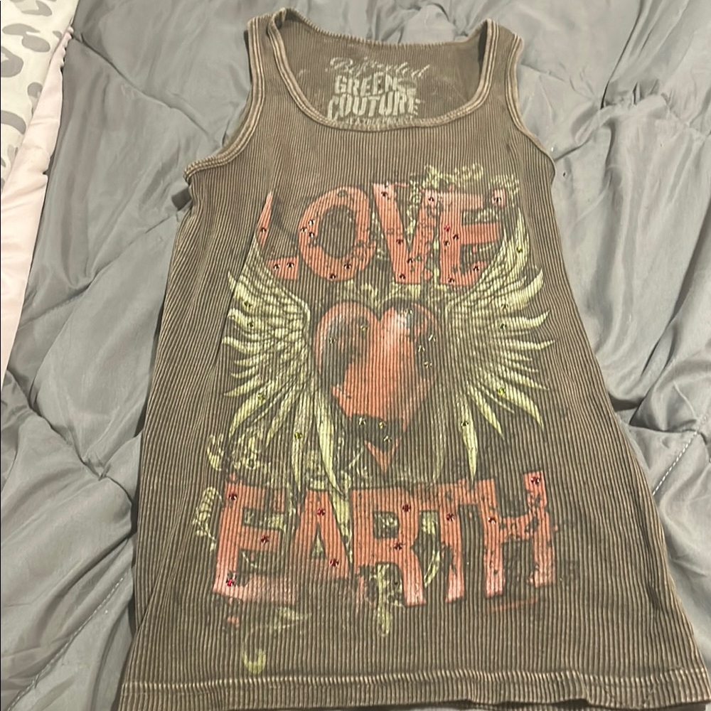 Green and Brown Earth Love Tank Top